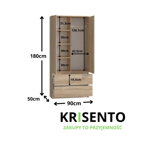Szafa z szufladami i półkami 90cm SZAF-1008-SON