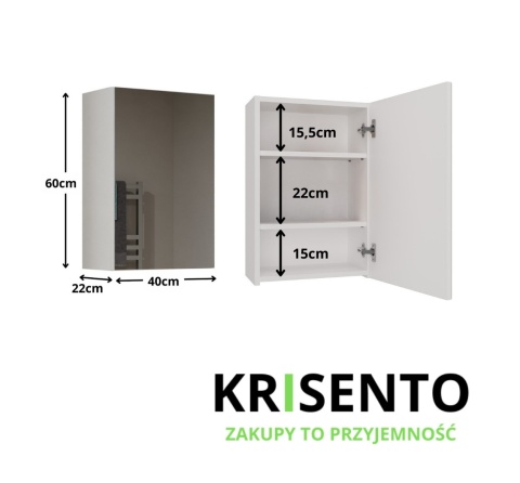 Szafka łazienkowa wisząca 40x60 cm LAZ-1323-BIEL