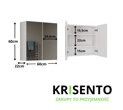 Szafka łazienkowa wisząca z lustrem LAZ-1324-BIEL