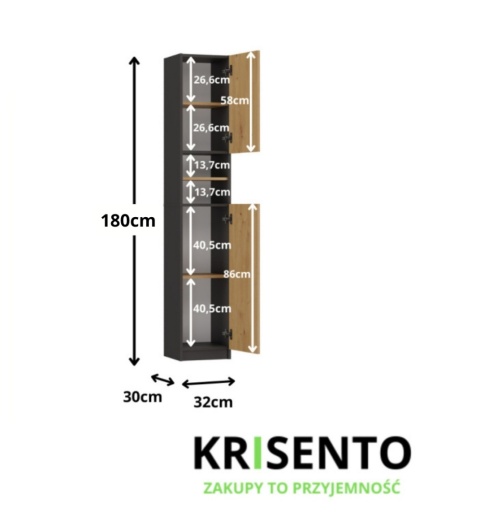Szafka słupek łazienkowy LAZ-1306-ANT-ART
