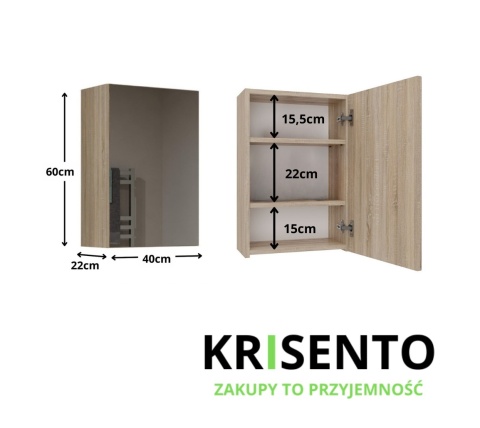 Szafka wisząca z lustrem do łazienki LAZ-1323-SON