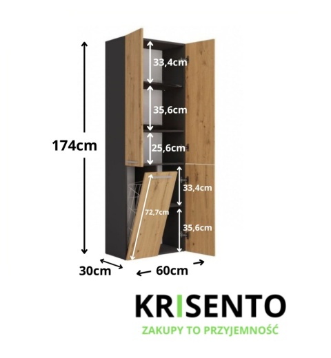 Szafka z koszem na pranie LAZ-1320-ANT-ART