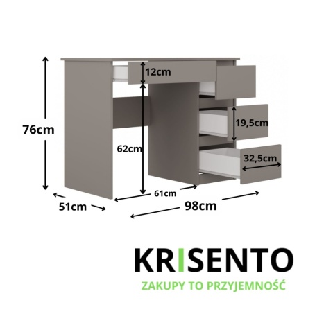 Szare biurko BIUR-706-GLI-L