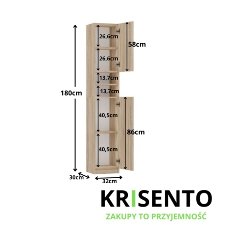 Wąska szafka łazienkowa stojąca LAZ-1306-SON