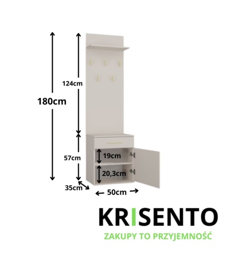 Wieszak z szafką do przedpokoju kaszmir GAR-103-KASZ