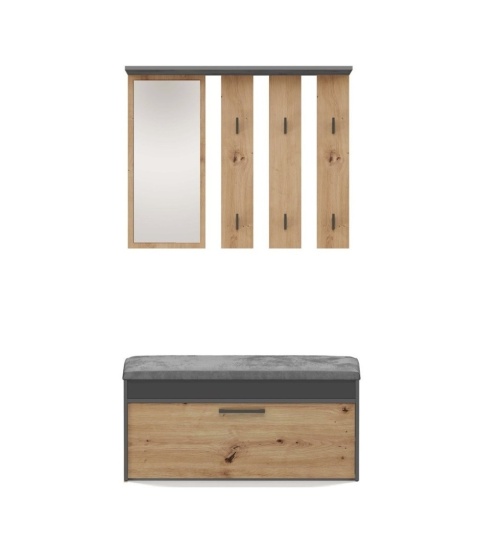 Zestaw do przedpokoju antracyt - dąb artisan GAR-106-ANT-ART
