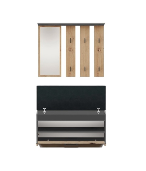 Zestaw do przedpokoju antracyt - dąb artisan GAR-106-ANT-ART
