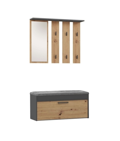 Zestaw do przedpokoju antracyt - dąb artisan GAR-106-ANT-ART