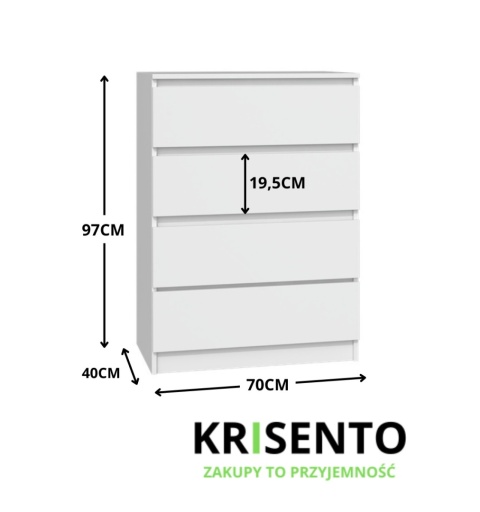 Biała komoda z szufladami KOM-902-BIEL-MAT