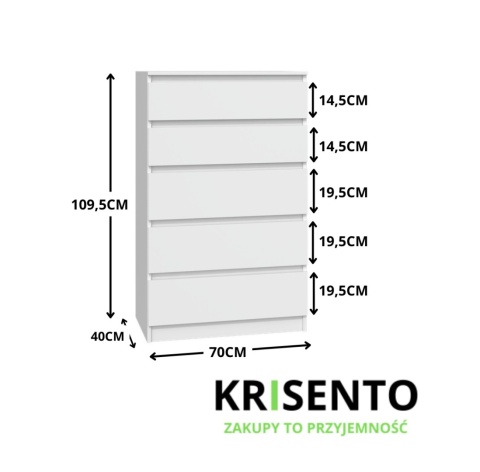 Biała szafka z szufladami KOM-903-BIEL-MAT