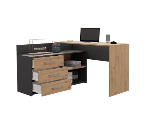 Biurko i komoda antracyt - dąb artisan BIUR-704-ANT-ART