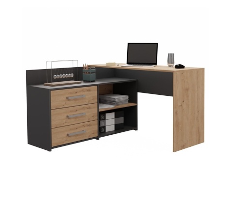 Biurko i komoda antracyt - dąb artisan BIUR-704-ANT-ART