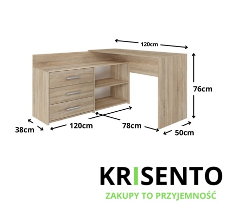 Biurko komputerowe narożne sonoma BIUR-704-SON