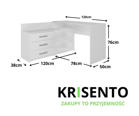 Biurko narożne białe BIUR-704-BIEL-MAT