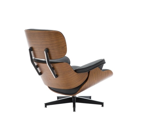 Designerski fotel z podnóżkiem orzech - tył fotela FOT-418-ORZ-CZ.