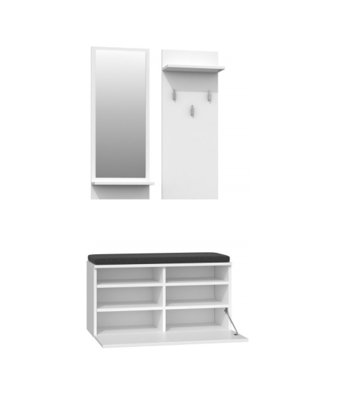 Garderoba do przedpokoju z siedziskiem GAR-105-BIEL-MAT