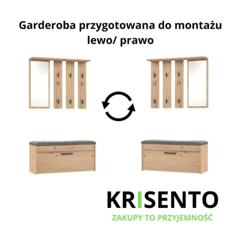 Garderoba z lustrem do przedpokoju dąb artisan GAR-106-ART