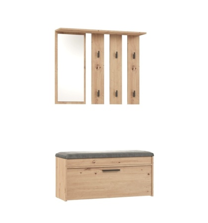 Garderoba z lustrem do przedpokoju dąb artisan GAR-106-ART
