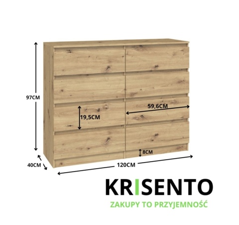 Komoda 120 cm dąb artisan KOM-907-ART