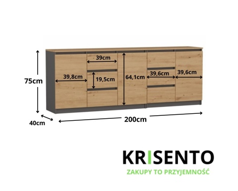 Komoda 2 metry KOM-925-ANT-ART-BA