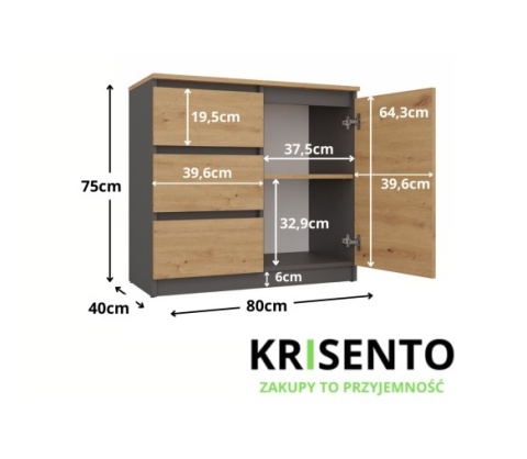 Komoda 2 metry KOM-925-ANT-ART-BA