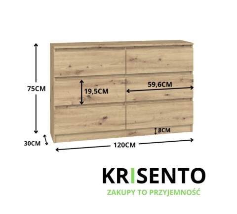 Komoda 30 cm głębokości dąb artisan KOM-904-ART