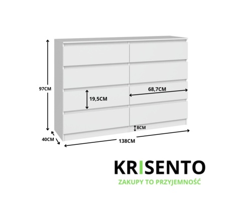 Komoda biała do salonu KOM-908-BIEL-MAT