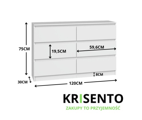 Komoda biała głębokość 30 cm KOM-904-BIEL-MAT