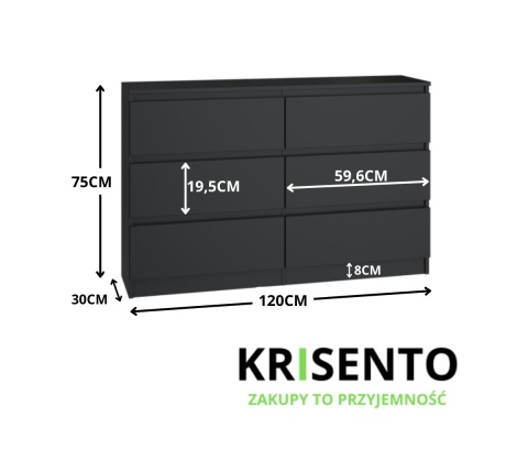 Komoda czarna z szufladami KOM-904-CZERN-MAT