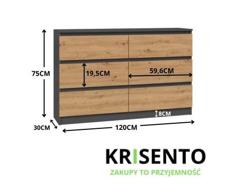 Komoda głębokość 30 cm KOM-904-ANT-ART