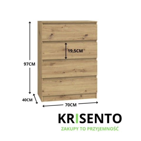 Komoda szerokość 70 cm dąb artisan KOM-902-ART