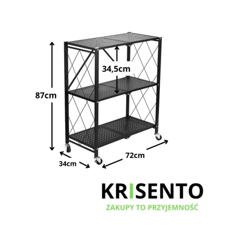 Mobilny regał na kółkach składany RE-1415-CZERN