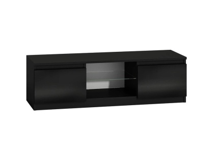 Niska szafka rtv 140 cm czarna z połyskiem RTV-502-CZERN-POL