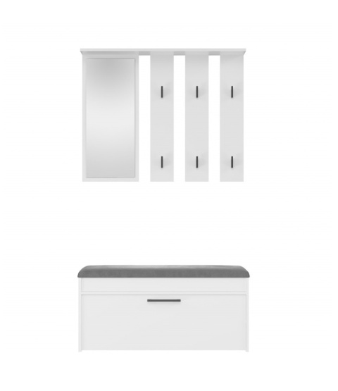 Nowoczesna garderoba z siedziskiem biała GAR-106-BIEL-MAT