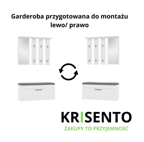 Nowoczesna garderoba z siedziskiem biała GAR-106-BIEL-MAT