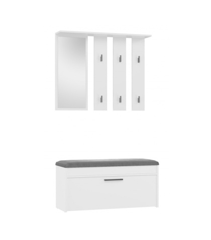 Nowoczesna garderoba z siedziskiem biała GAR-106-BIEL-MAT