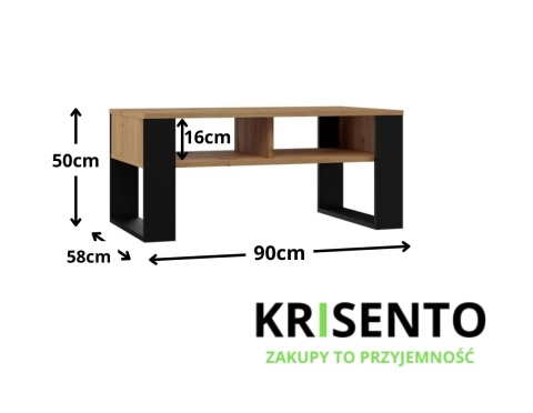 Wymiary prostokątnego stolika STOL-804-ART-CZERN.