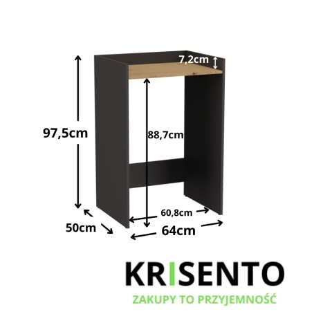 Półka na pralkę antracyt - dąb artisan LAZ-1301-ANT-ART