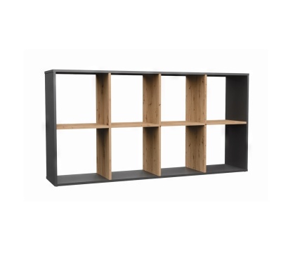 Regał 8 komorowy antracyt - dąb artisan RE-1409-ANT-ART