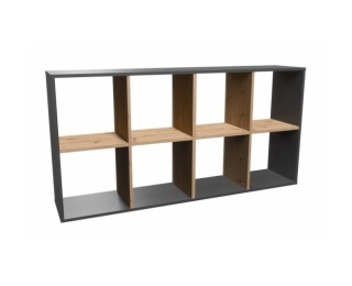 Regał 8 komorowy antracyt - dąb artisan RE-1409-ANT-ART
