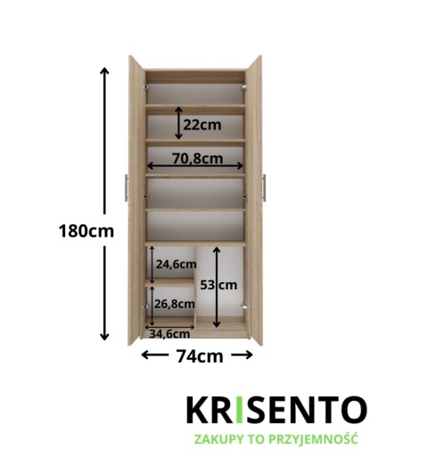Regał biurowy zamknięty dąb sonoma RE-1427-SON