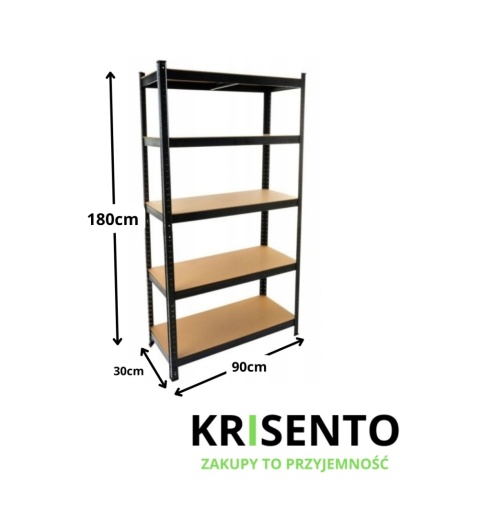 Regał metalowy czarny 180x90x30 cm RE-1420-CZERN