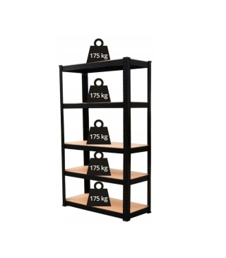 Regał metalowy czarny 180x90x30 cm RE-1420-CZERN