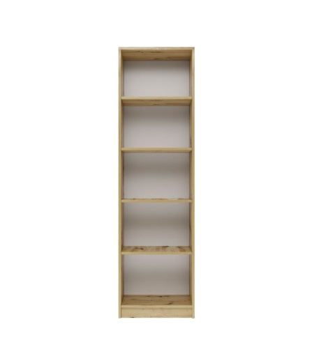 Regał na książki 50 cm dąb artisan RE-1402-ART – widok z przodu na otwarte półki.