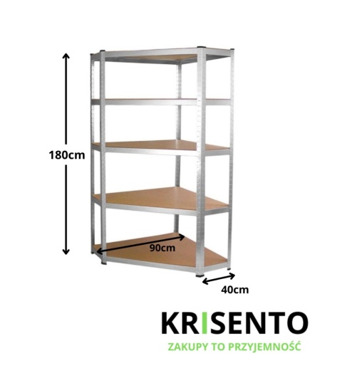 Regał narożny metalowy 180x90x40 cm RE-1423-MET