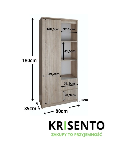 Regał z drzwiami i szufladami RE-1425-SON