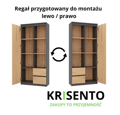 Regał z półkami i drzwiczkami RE-1425-ANT-ART