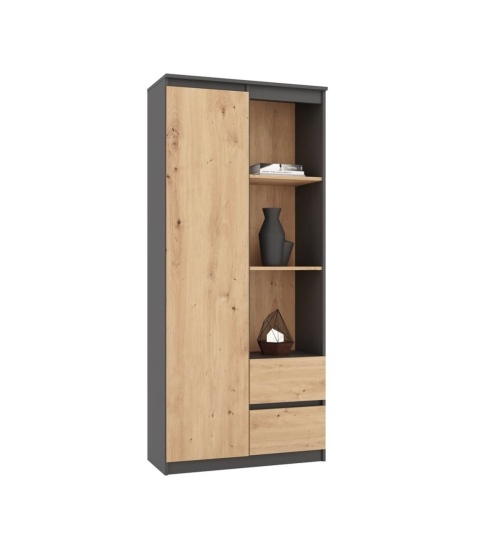 Regał z półkami i drzwiczkami RE-1425-ANT-ART