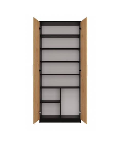 Regał zamknięty antracyt - dąb RE-1427-ANT-ART