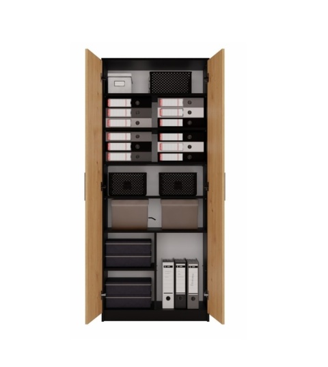 Regał zamknięty antracyt - dąb RE-1427-ANT-ART